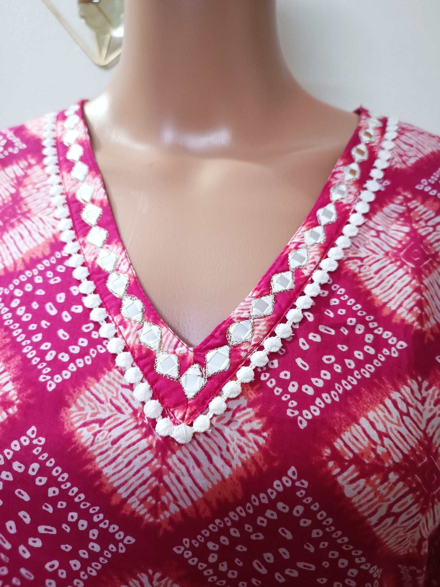 Cotton Bandhani Straight Kurta