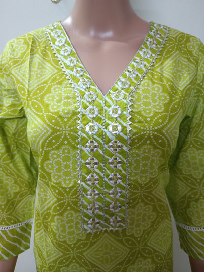Cotton Bandhani Straight Kurta