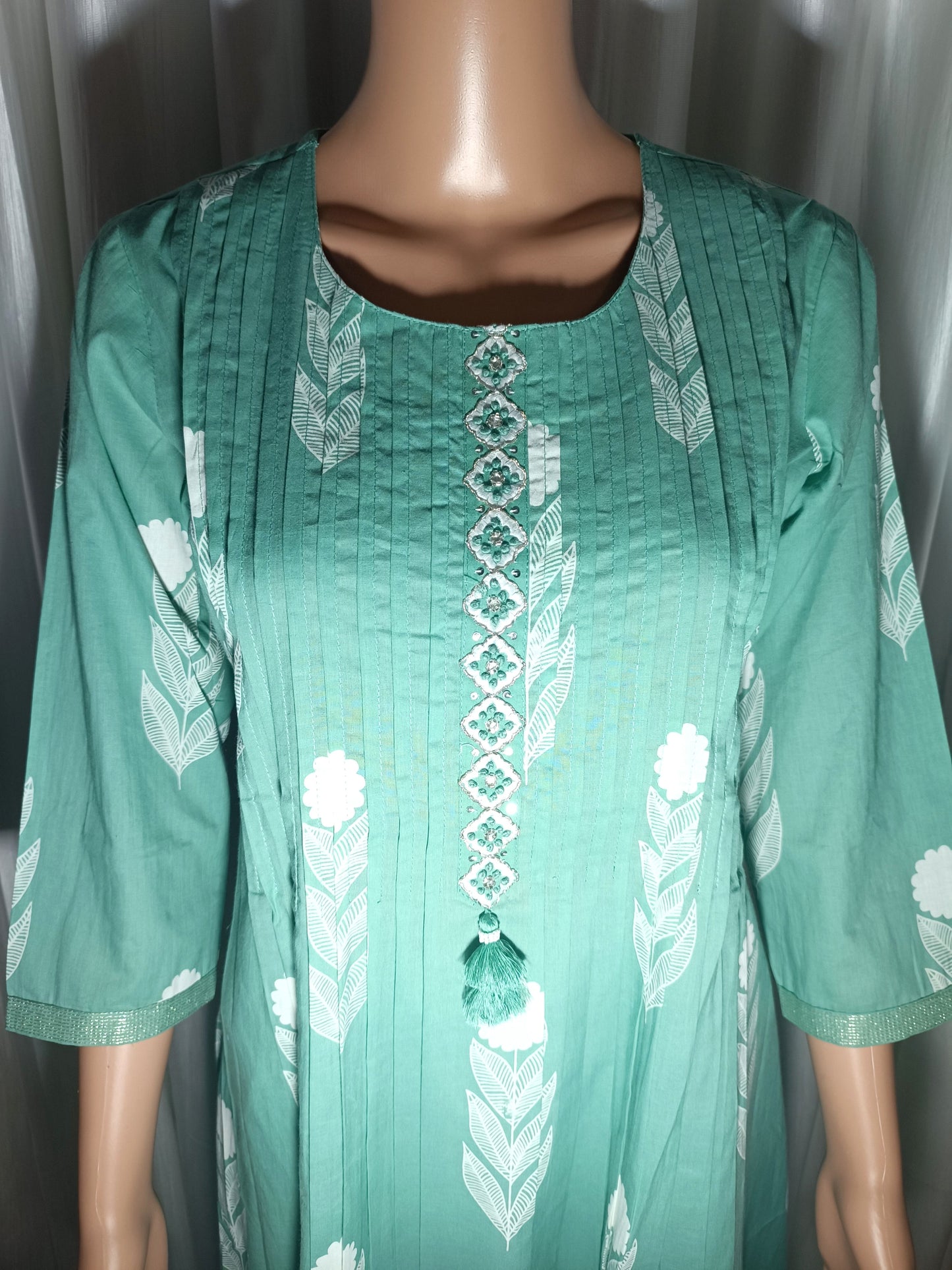 Cotton Embroidered A-Line Suit