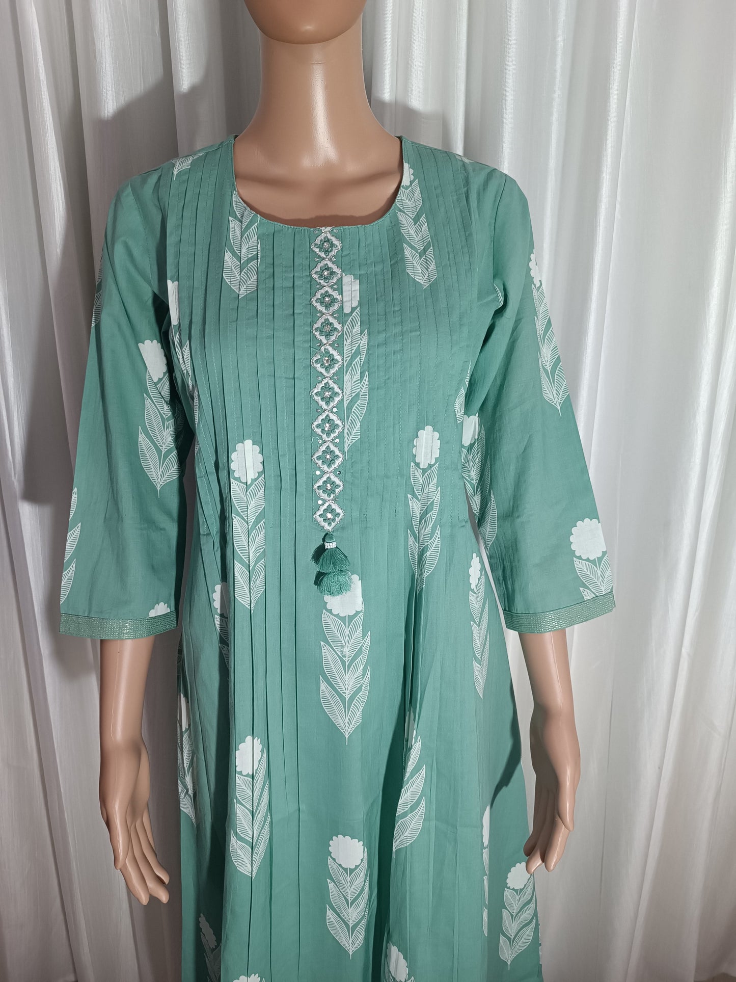 Cotton Embroidered A-Line Suit