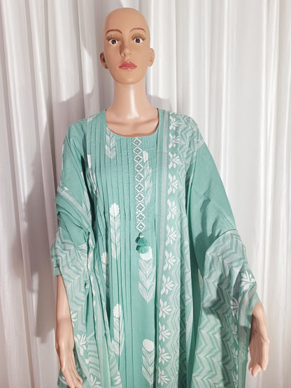 Cotton Embroidered A-Line Suit