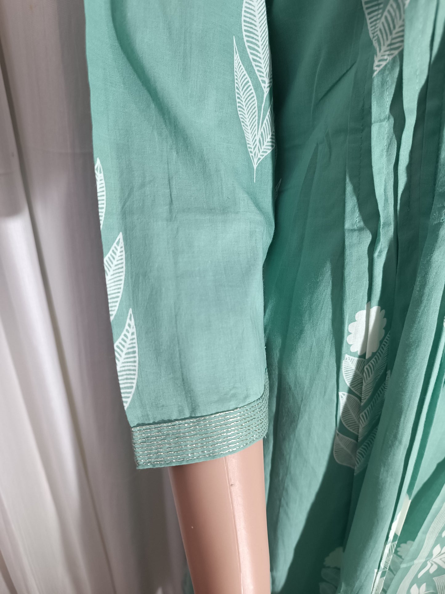 Cotton Embroidered A-Line Suit