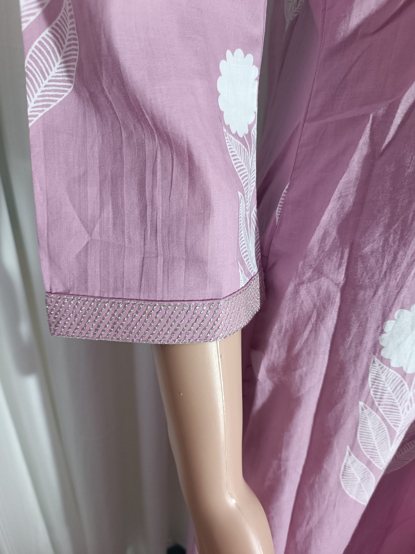 Cotton Embroidered A-Line Suit