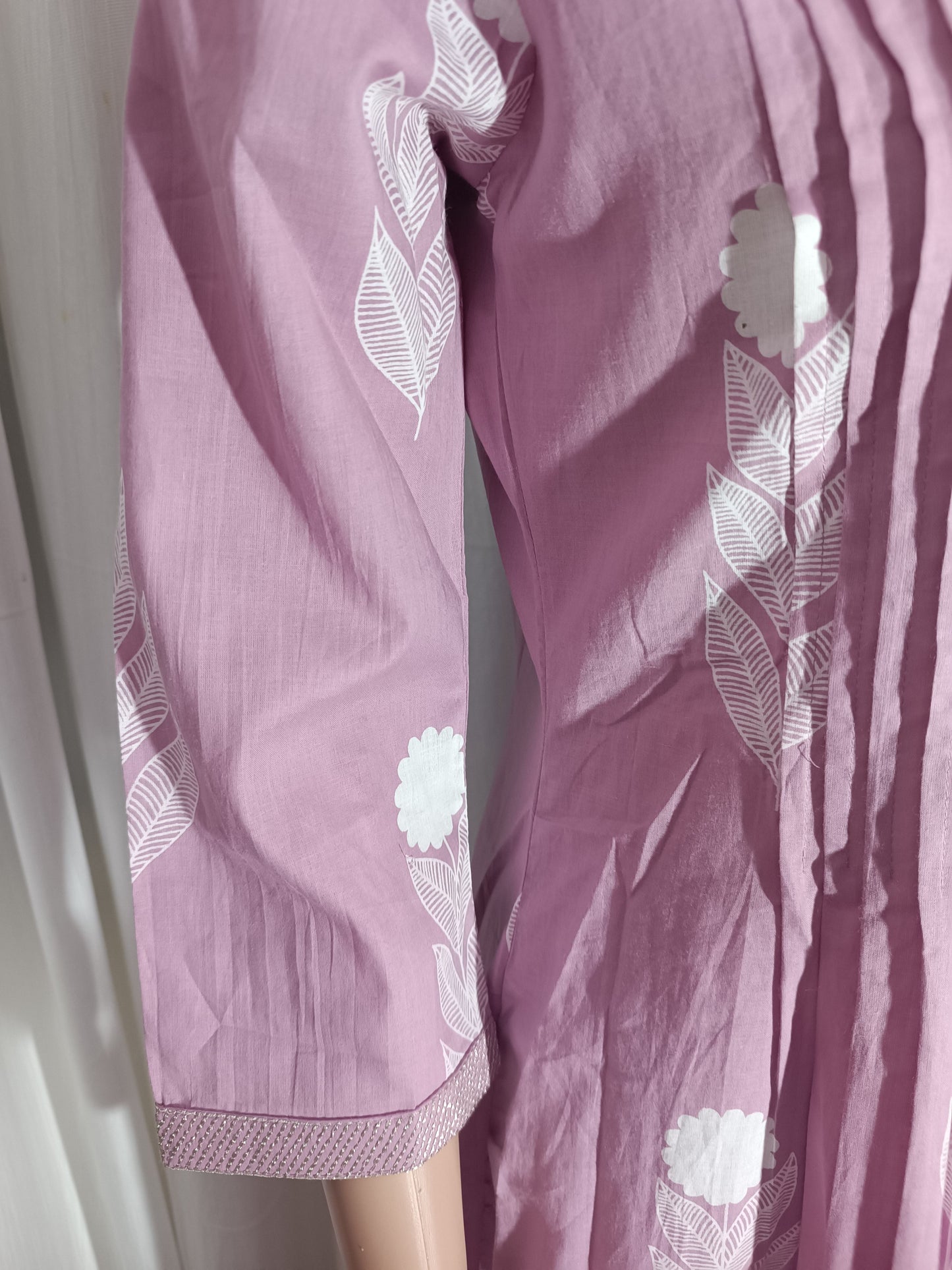 Cotton Embroidered A-Line Suit