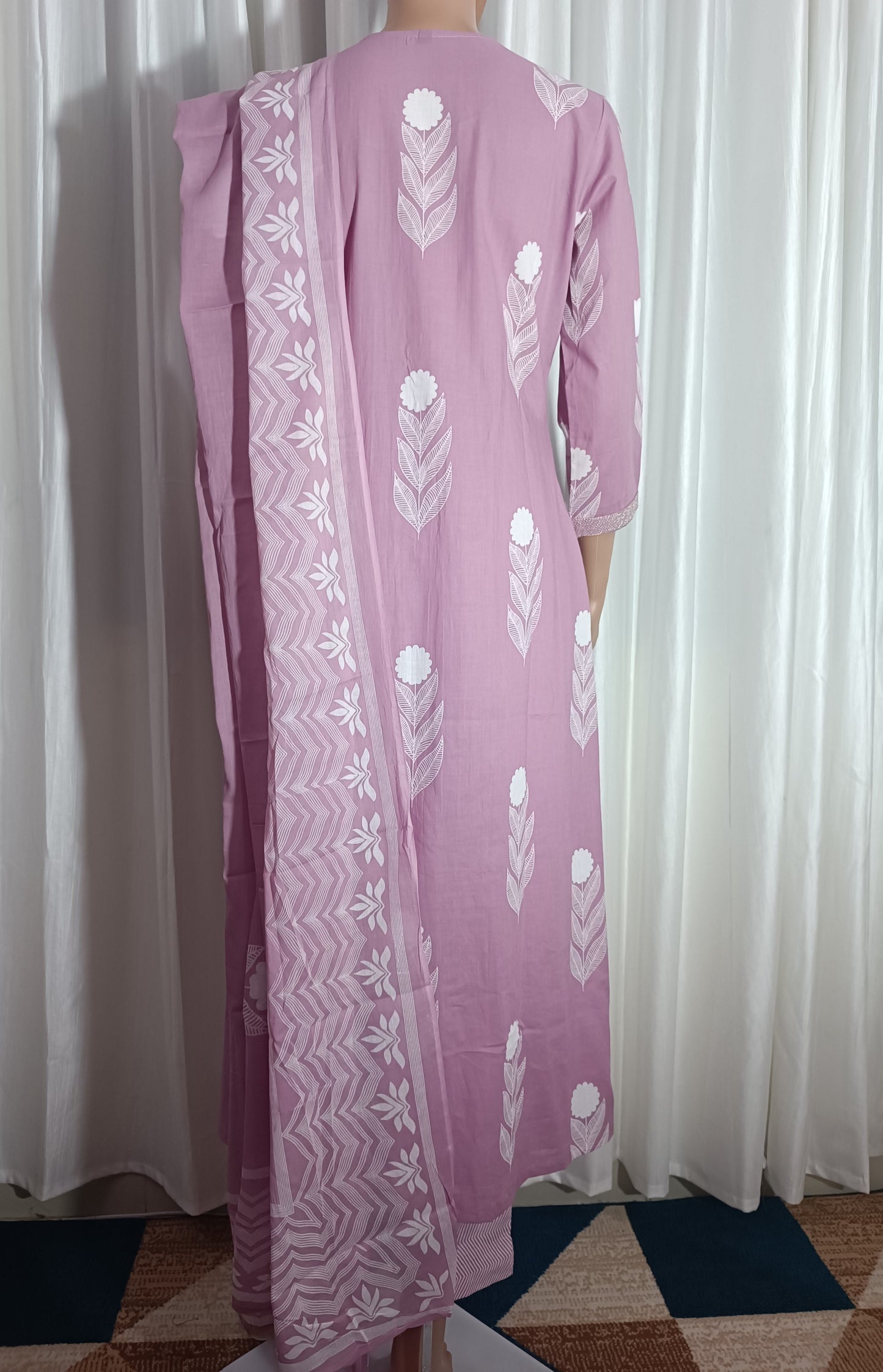 Cotton Embroidered A-Line Suit