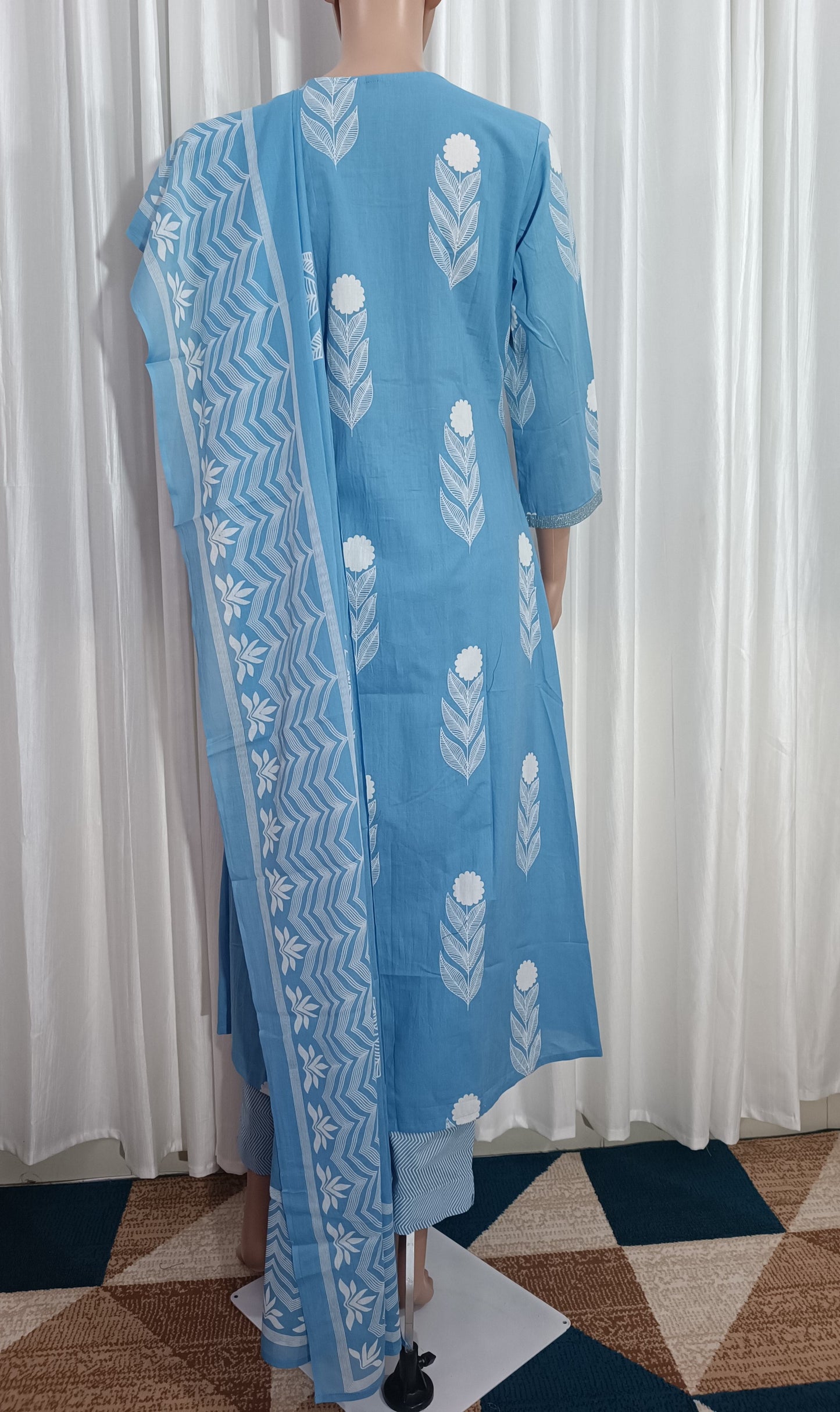 Cotton Embroidered A-Line Suit