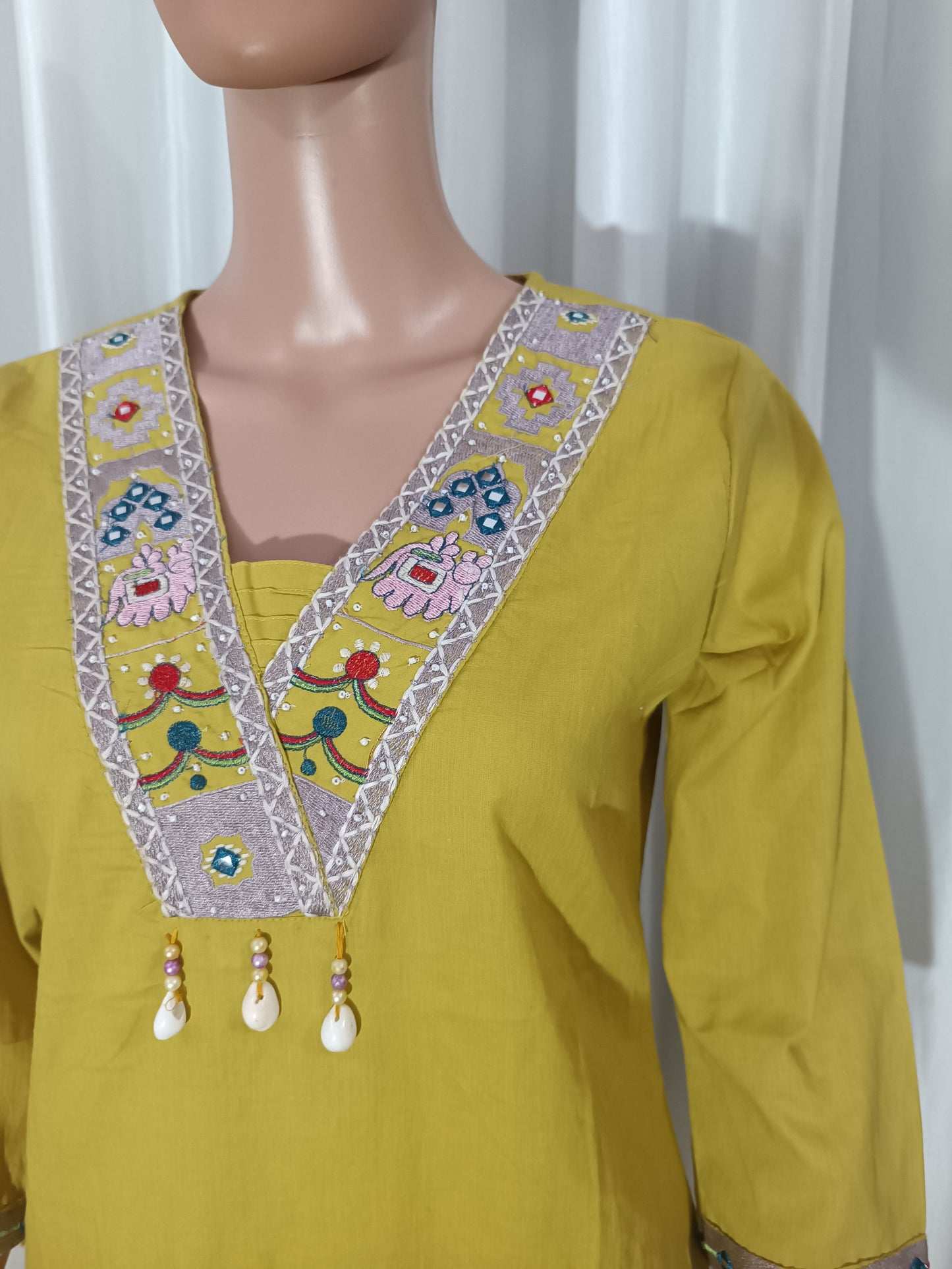 Cotton Embroidered Straight Suit