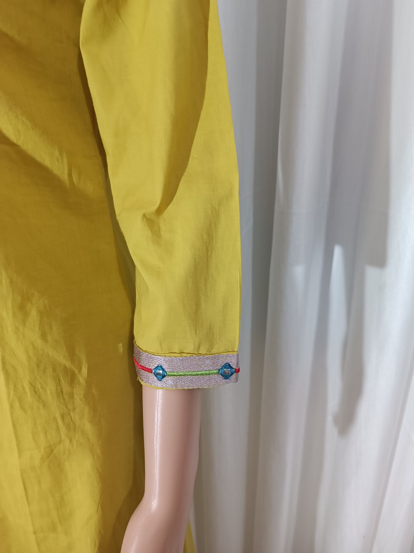 Cotton Embroidered Straight Suit