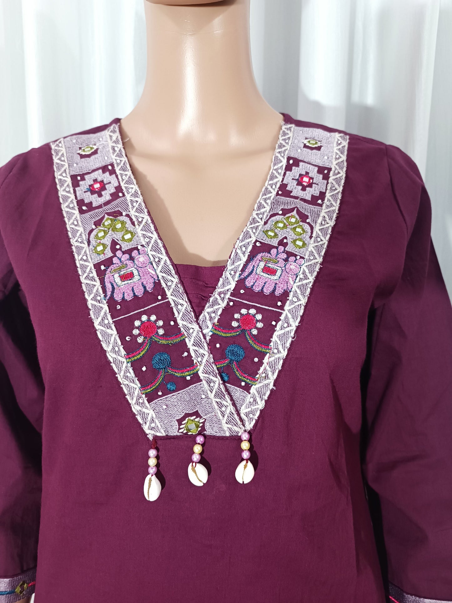 Cotton Embroidered Straight Suit