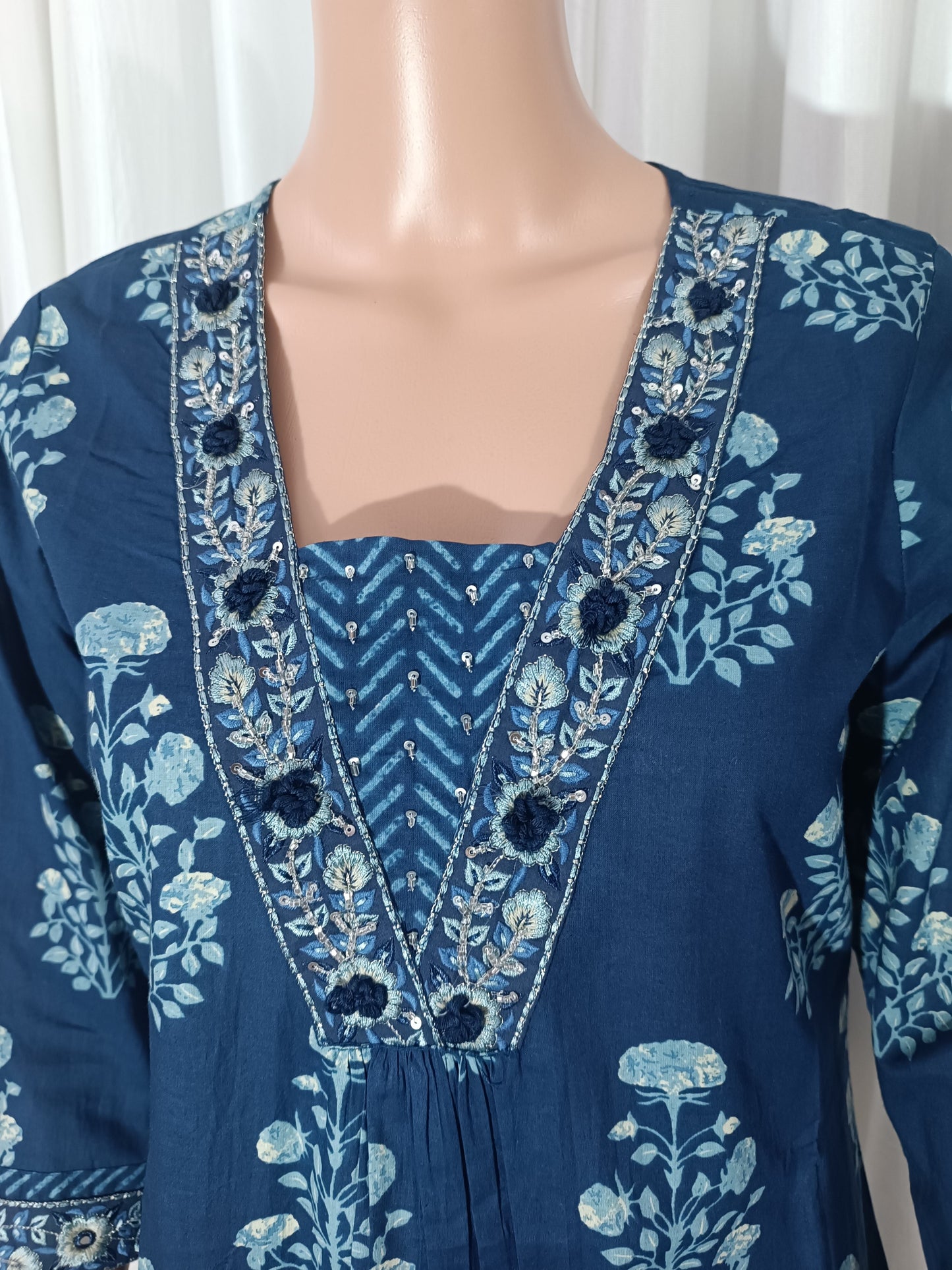 Cotton Embroidered Straight Suit