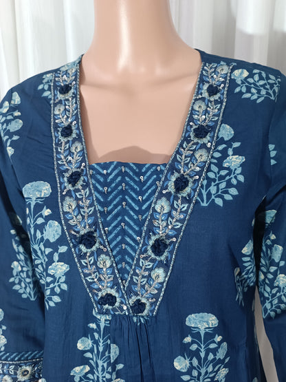 Cotton Embroidered Straight Suit