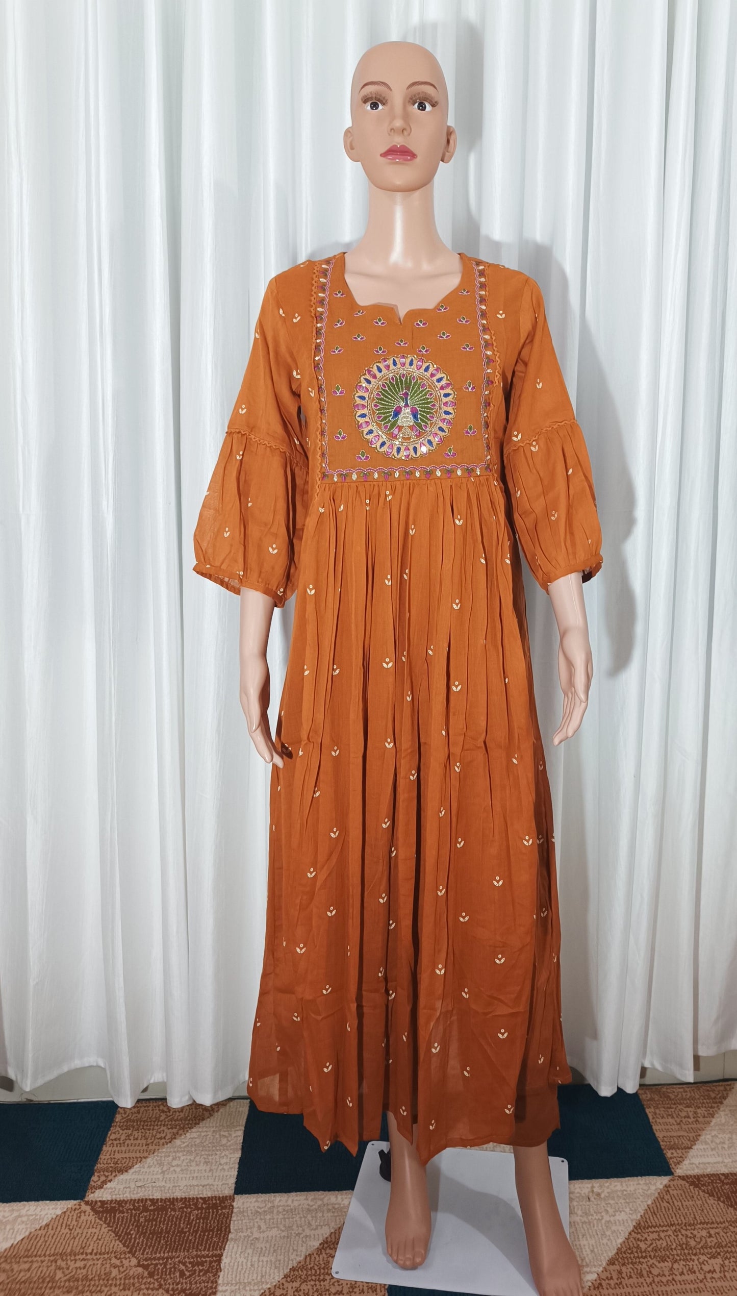 Mul cotton embroidered  Anarkali suit