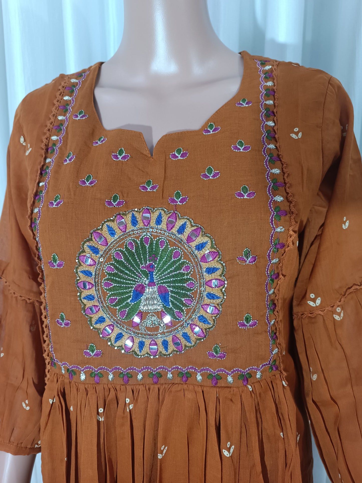 Mul cotton embroidered  Anarkali suit