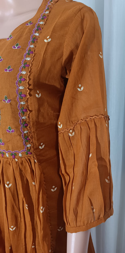 Mul cotton embroidered  Anarkali suit