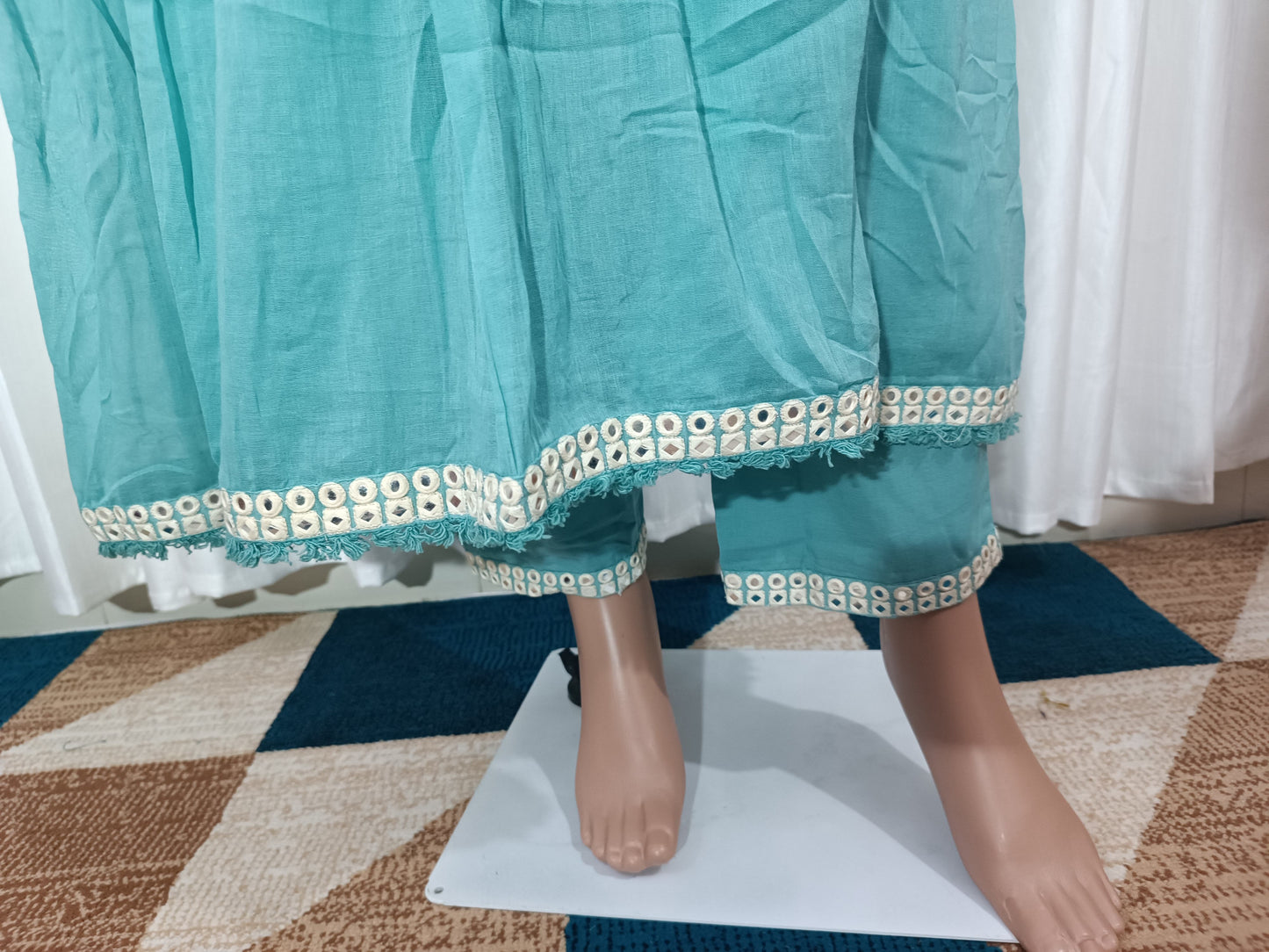 Mul cotton embroidered  Anarkali suit
