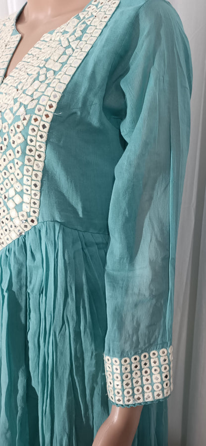 Mul cotton embroidered  Anarkali suit