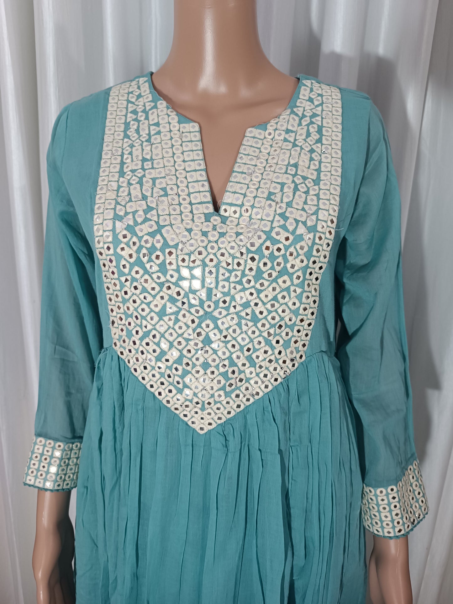 Mul cotton embroidered  Anarkali suit