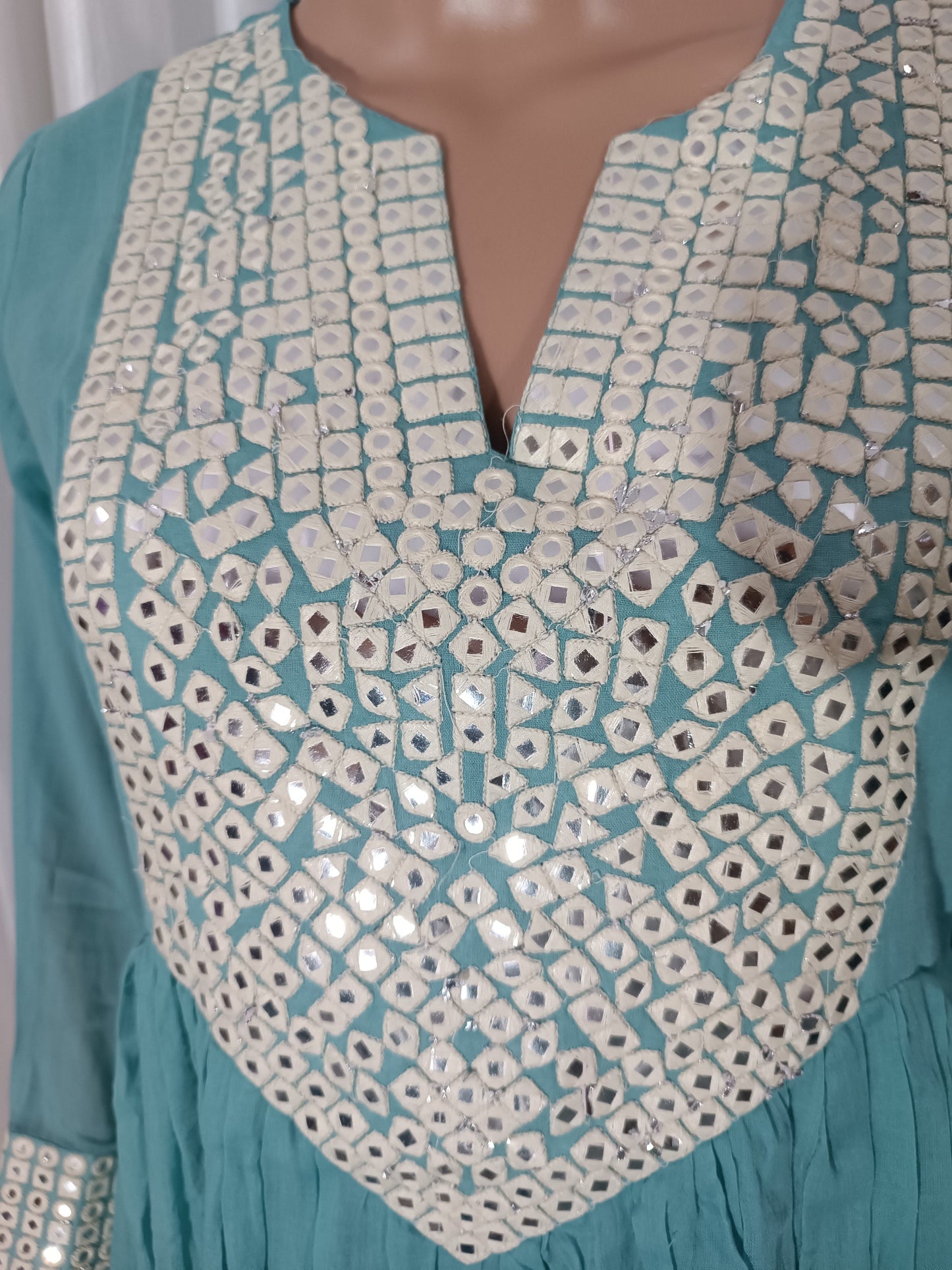 Mul cotton embroidered  Anarkali suit