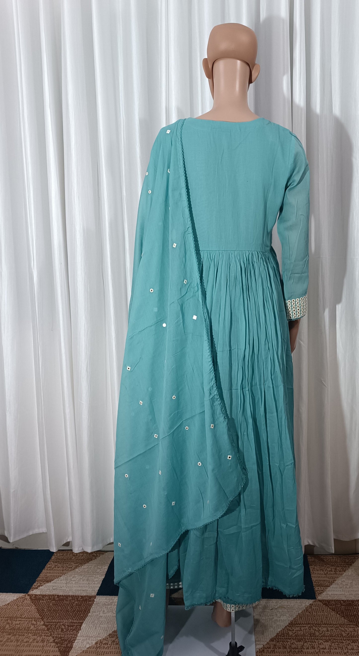Mul cotton embroidered  Anarkali suit