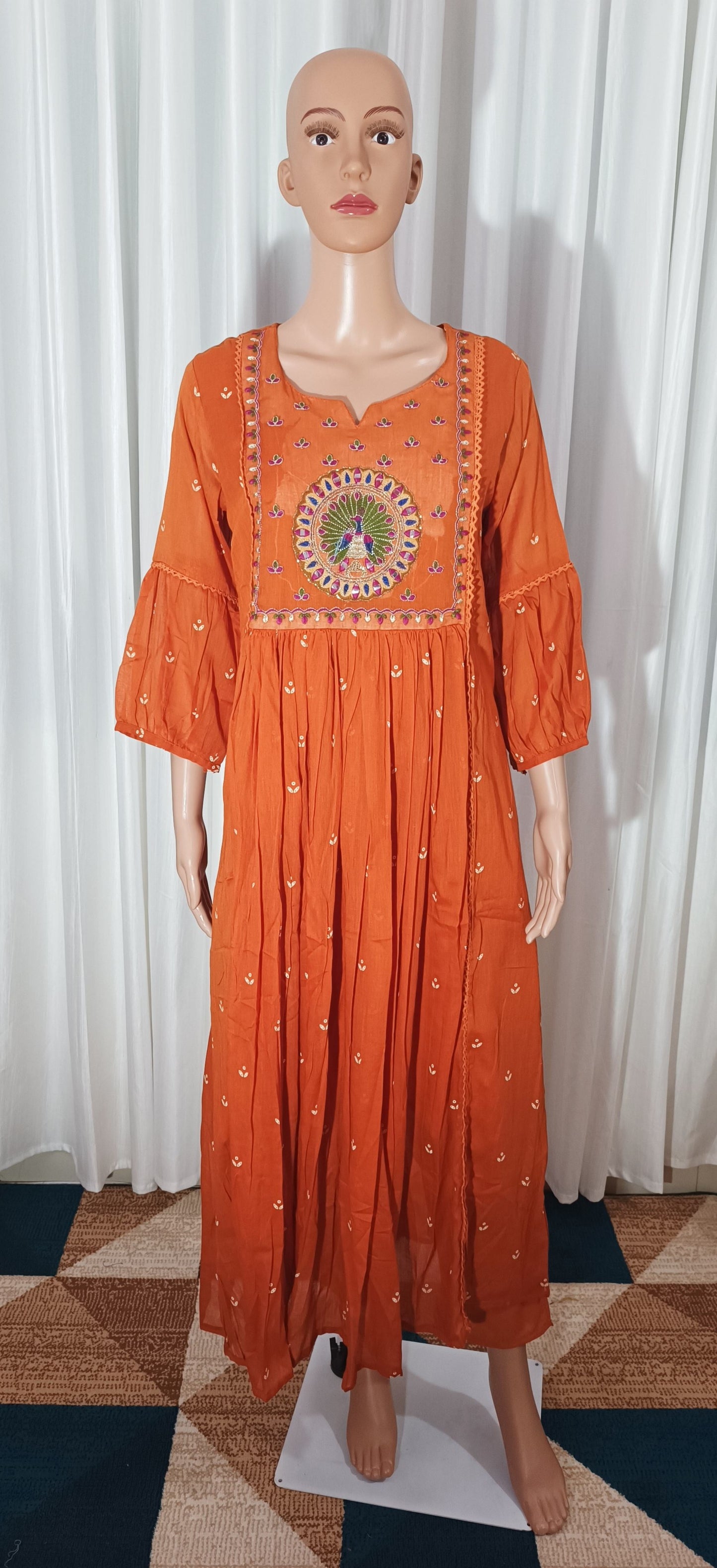 Mul cotton embroidered  Anarkali suit