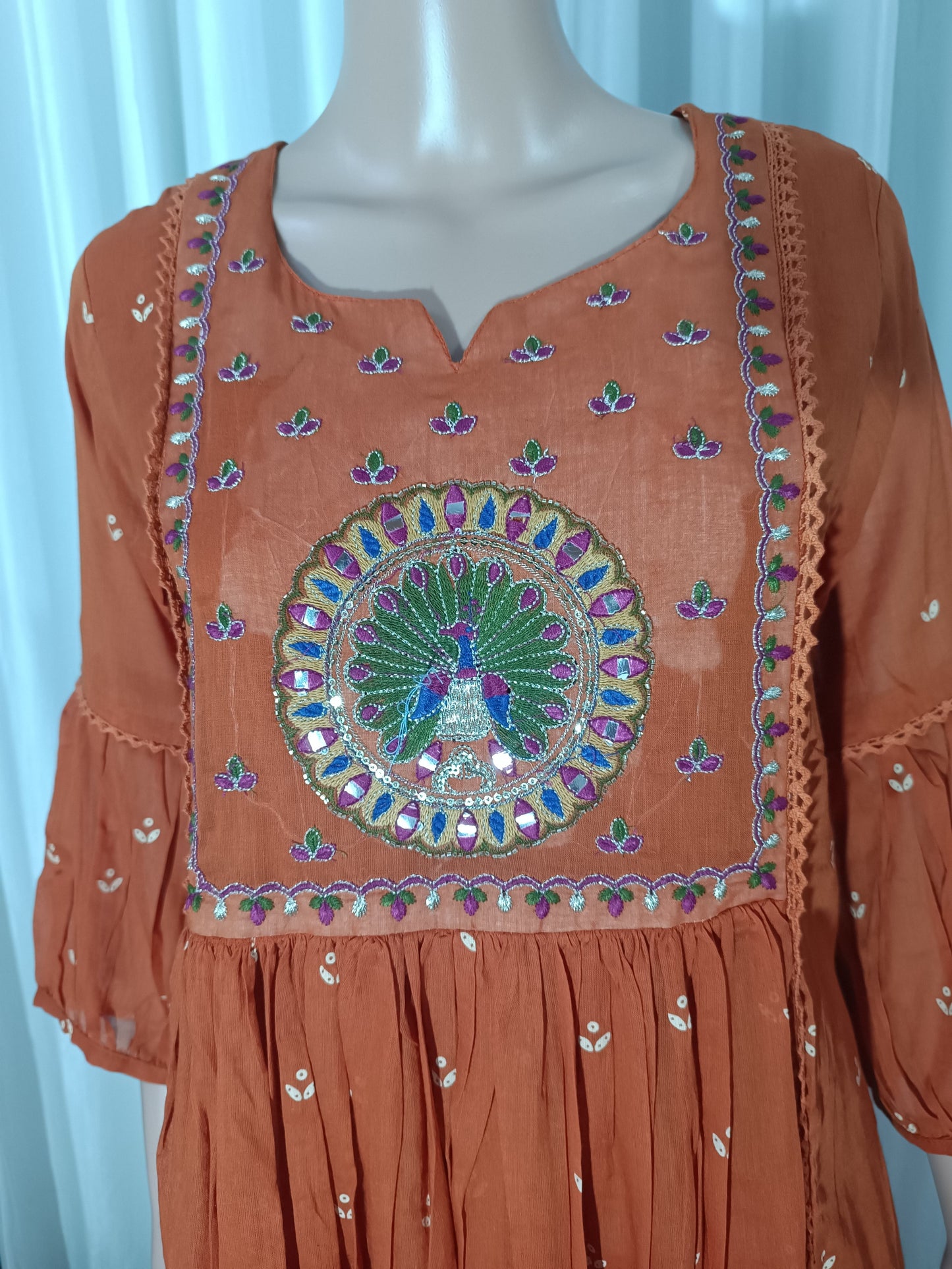 Mul cotton embroidered  Anarkali suit