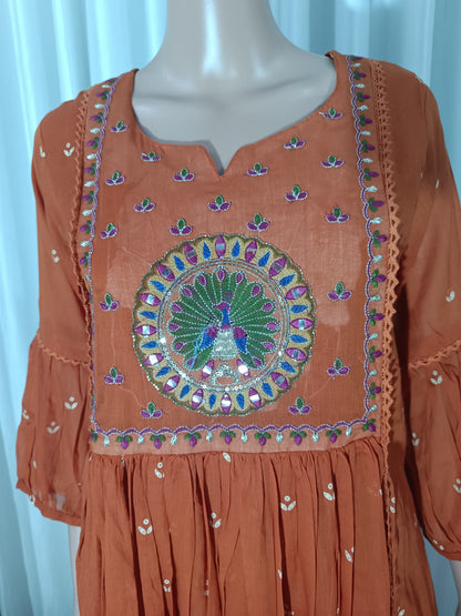 Mul cotton embroidered  Anarkali suit