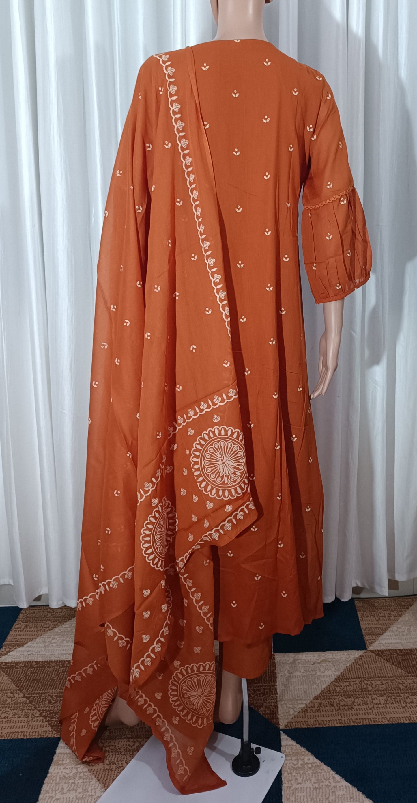 Mul cotton embroidered  Anarkali suit
