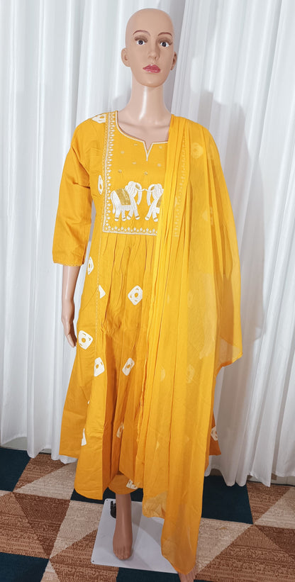 Elephant motif cotton suits