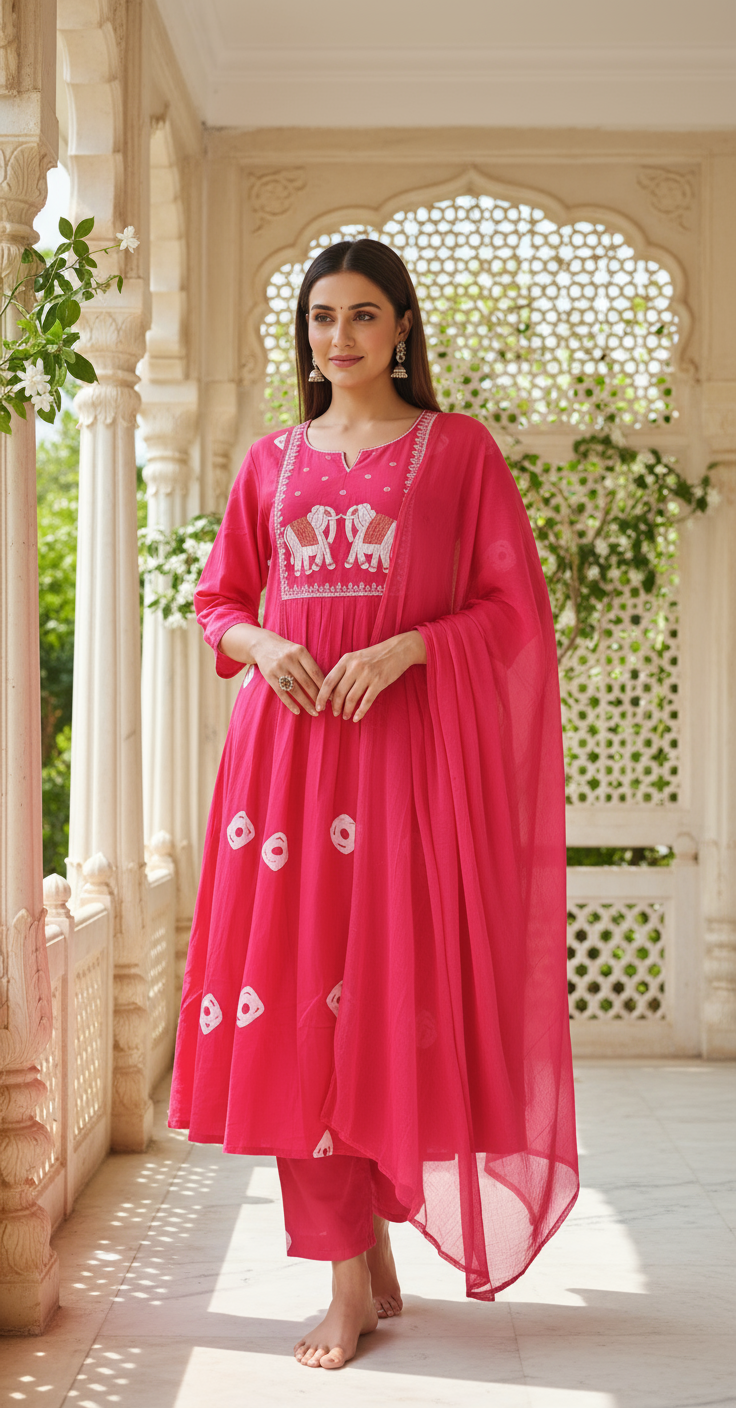 elephant motif cotton suits