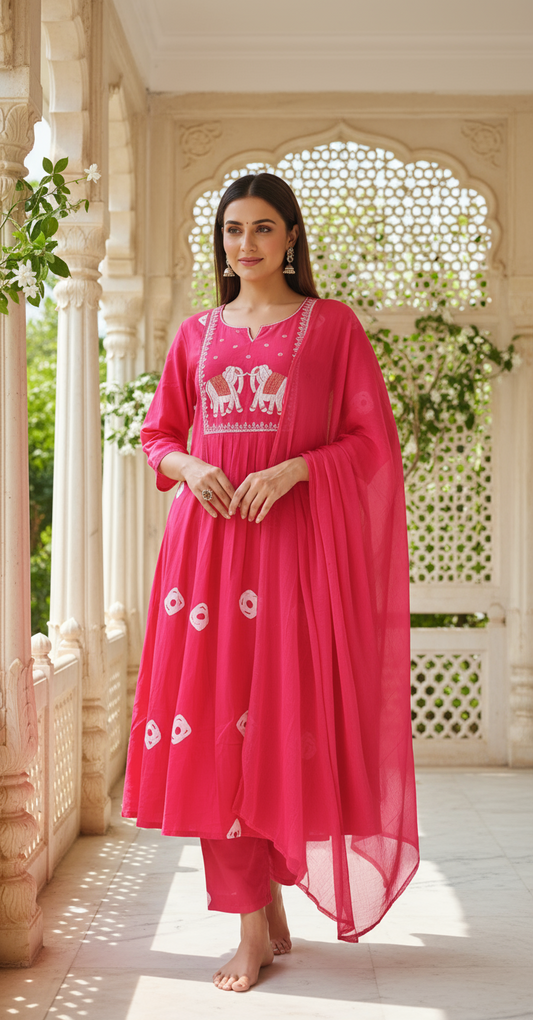 elephant motif cotton suits