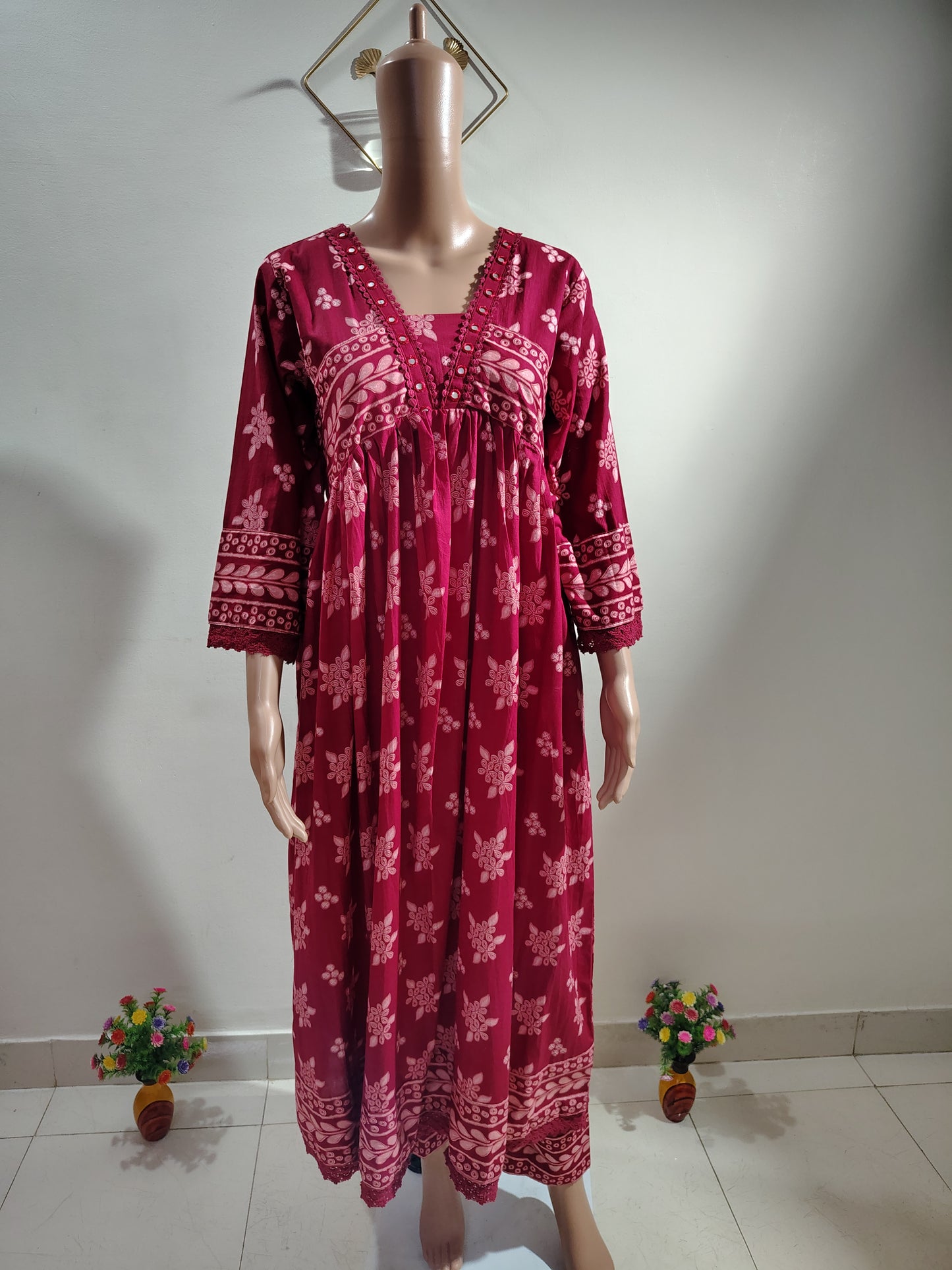 V  Neck Anarkali kurta Pant with Dupatta set