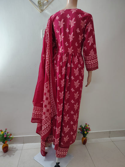 V  Neck Anarkali kurta Pant with Dupatta set