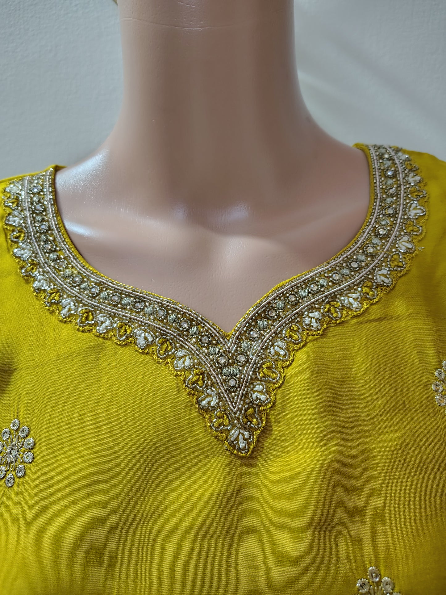 Yellow Roman Silk Embroidered Kurta Set for Women – Wedding & Festive Collection
