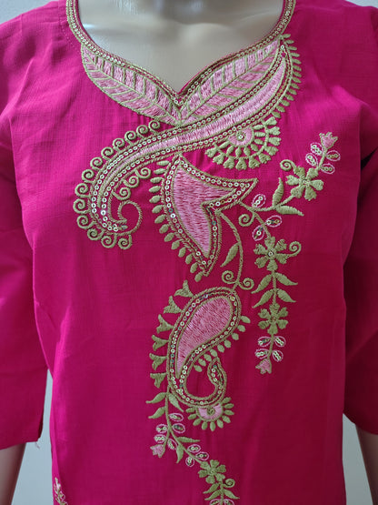 Rani Pink Embroidered Co-Ord Set for Women