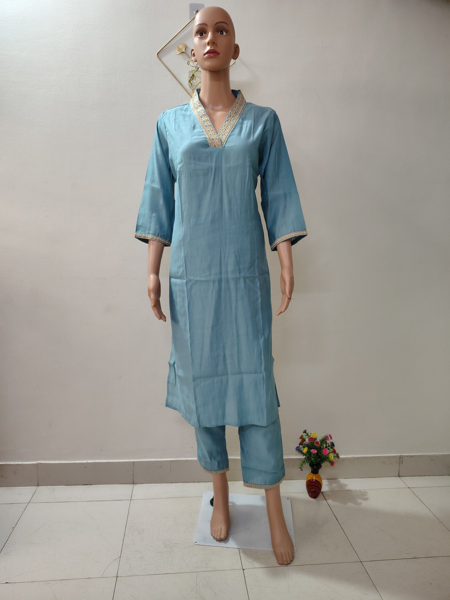 Sky Blue Elegant Suit Set with Dupatta for Women