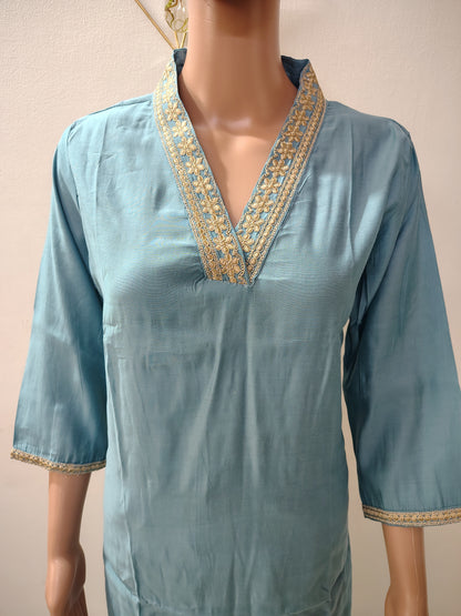 Sky Blue Elegant Suit Set with Dupatta for Women