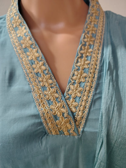 Sky Blue Elegant Suit Set with Dupatta for Women