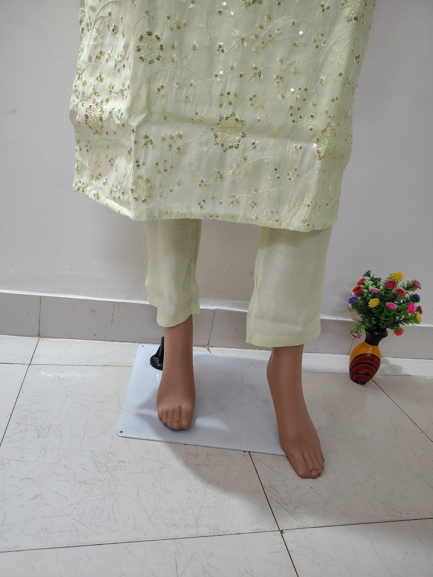Pastel Green Roman Silk Embroidered Kurta Set for Women – Ethnic Summer Collection