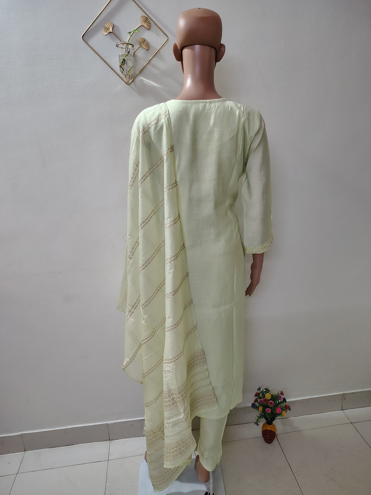 Pastel Green Roman Silk Embroidered Kurta Set for Women – Ethnic Summer Collection