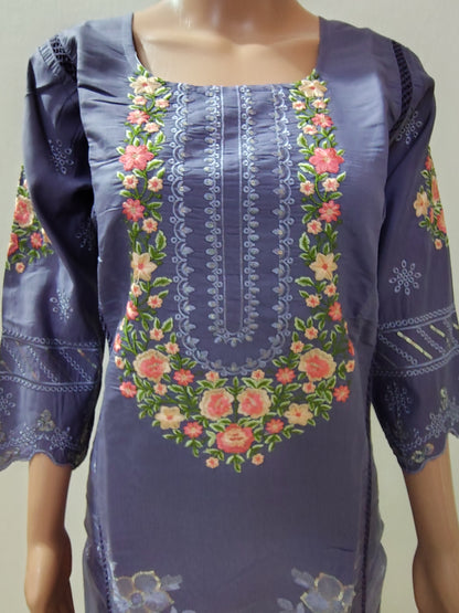 Purple Roman Silk Suit Set with Sequins & Thread Embroidery Designer Festive & Wedding Wear for Women DESI RAUNAK