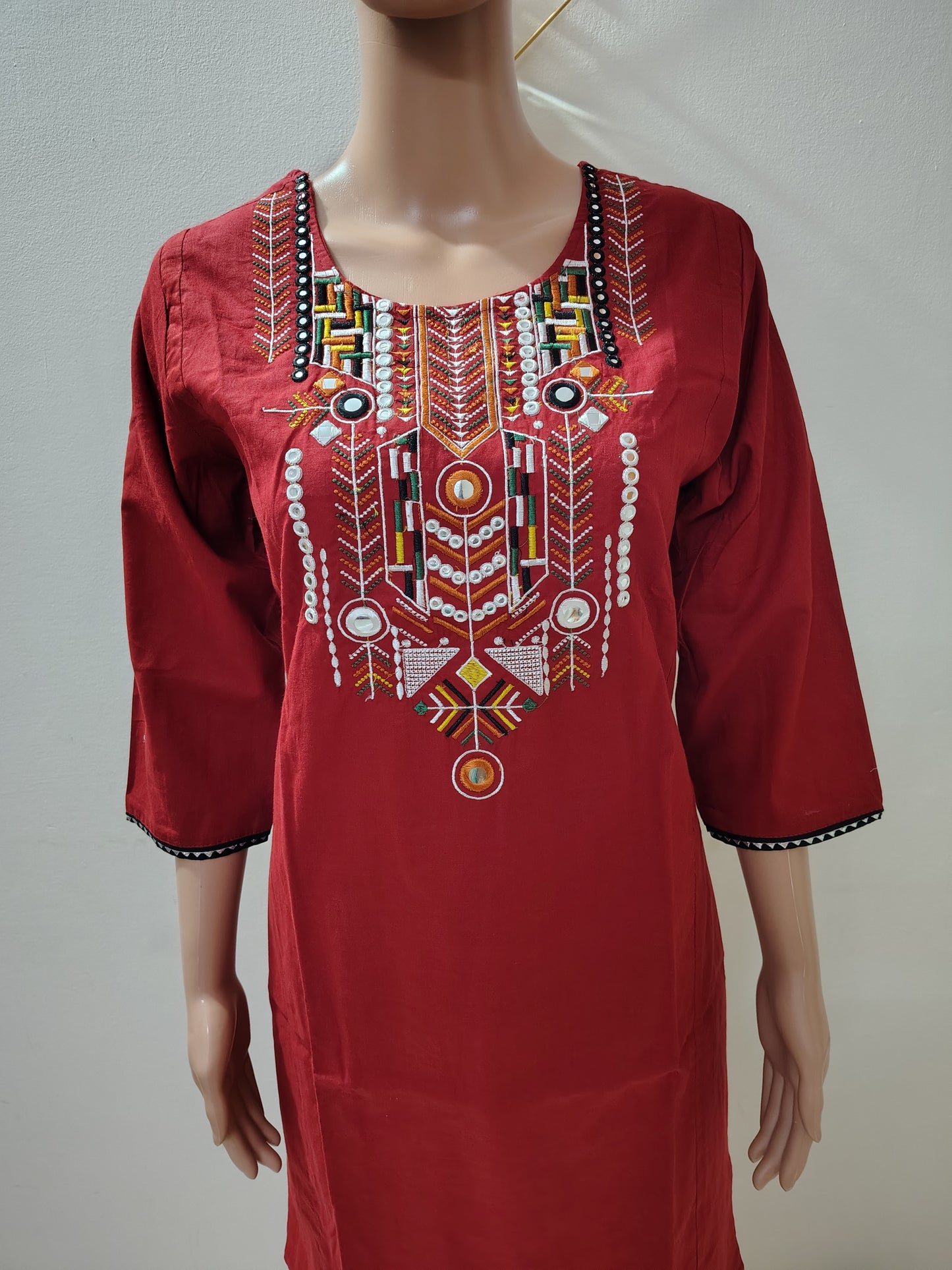 Mirror Work Cotton Kurta Set