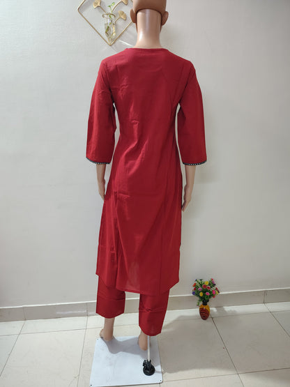 Mirror Work Cotton Kurta Set