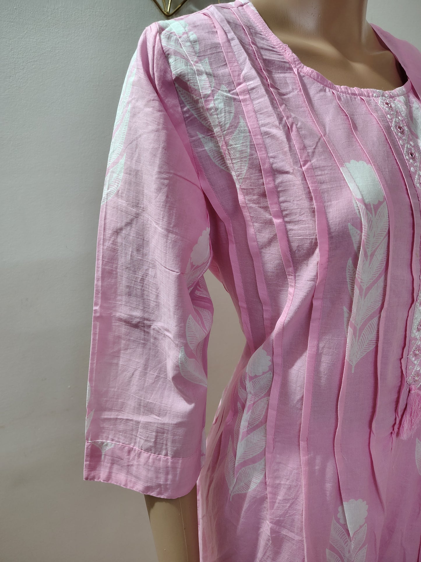Soft Pink Cotton Printed Kurta Set for Women with Dupatta – Lightweight Ethnic Wear