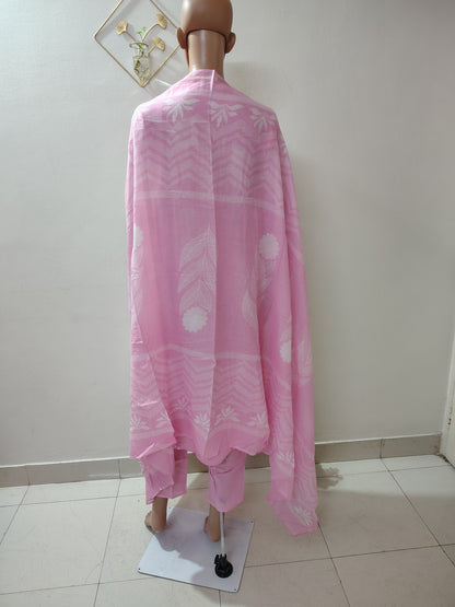 Soft Pink Cotton Printed Kurta Set for Women with Dupatta – Lightweight Ethnic Wear