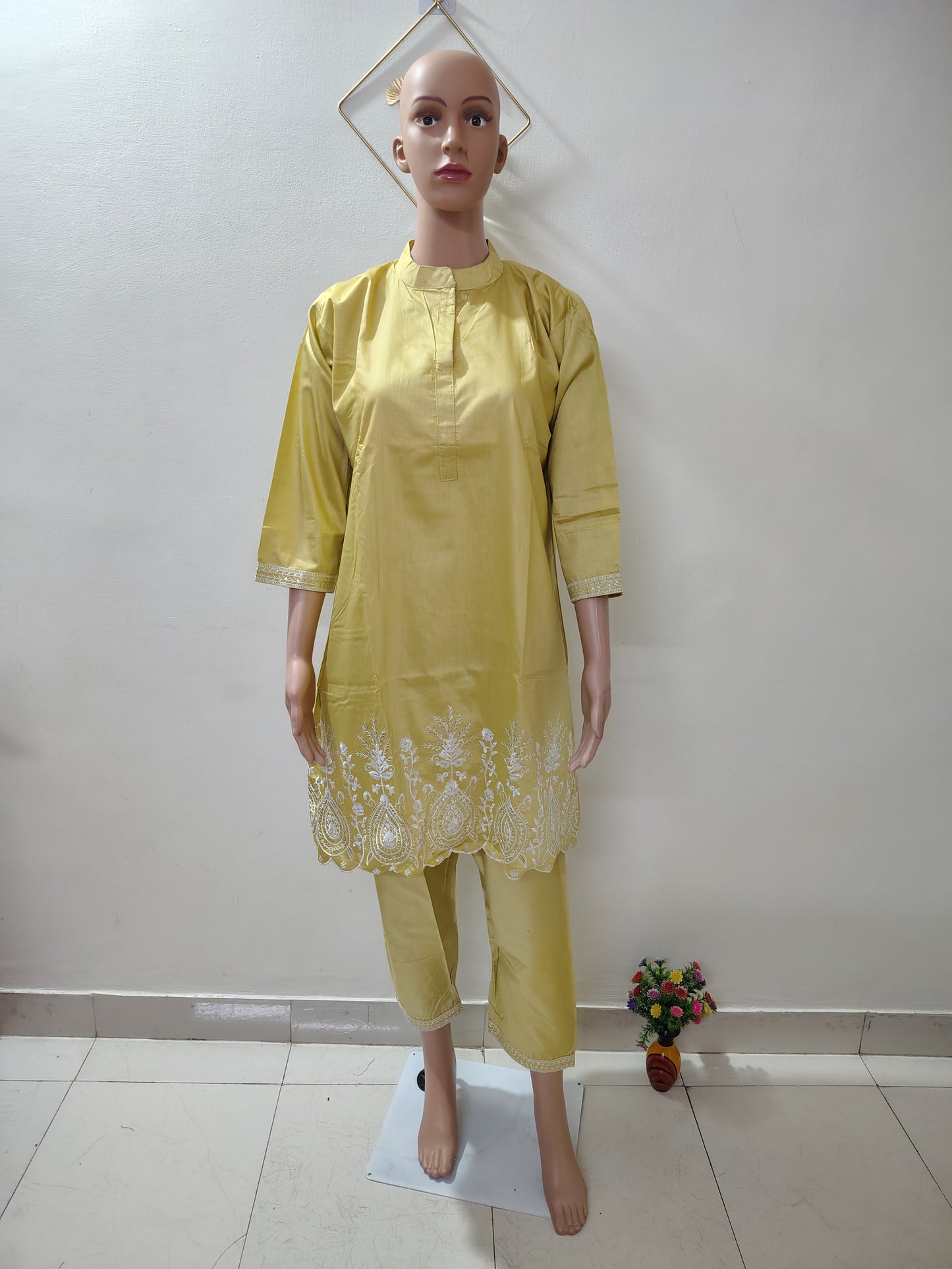 Olive Silk Blend Embroidered Co-Ord Set – Premium Ethnic Wear for Women