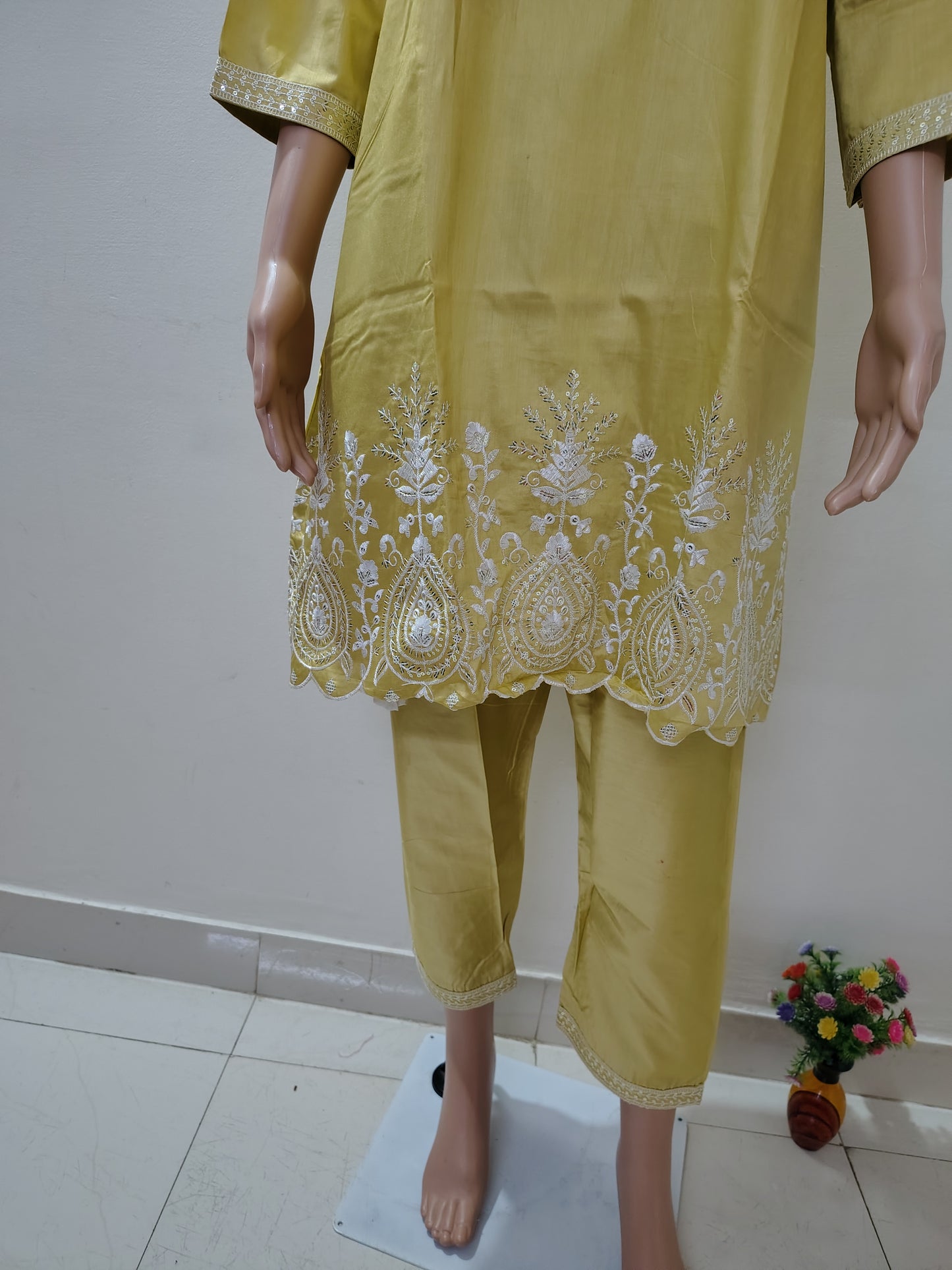 Olive Silk Blend Embroidered Co-Ord Set – Premium Ethnic Wear for Women