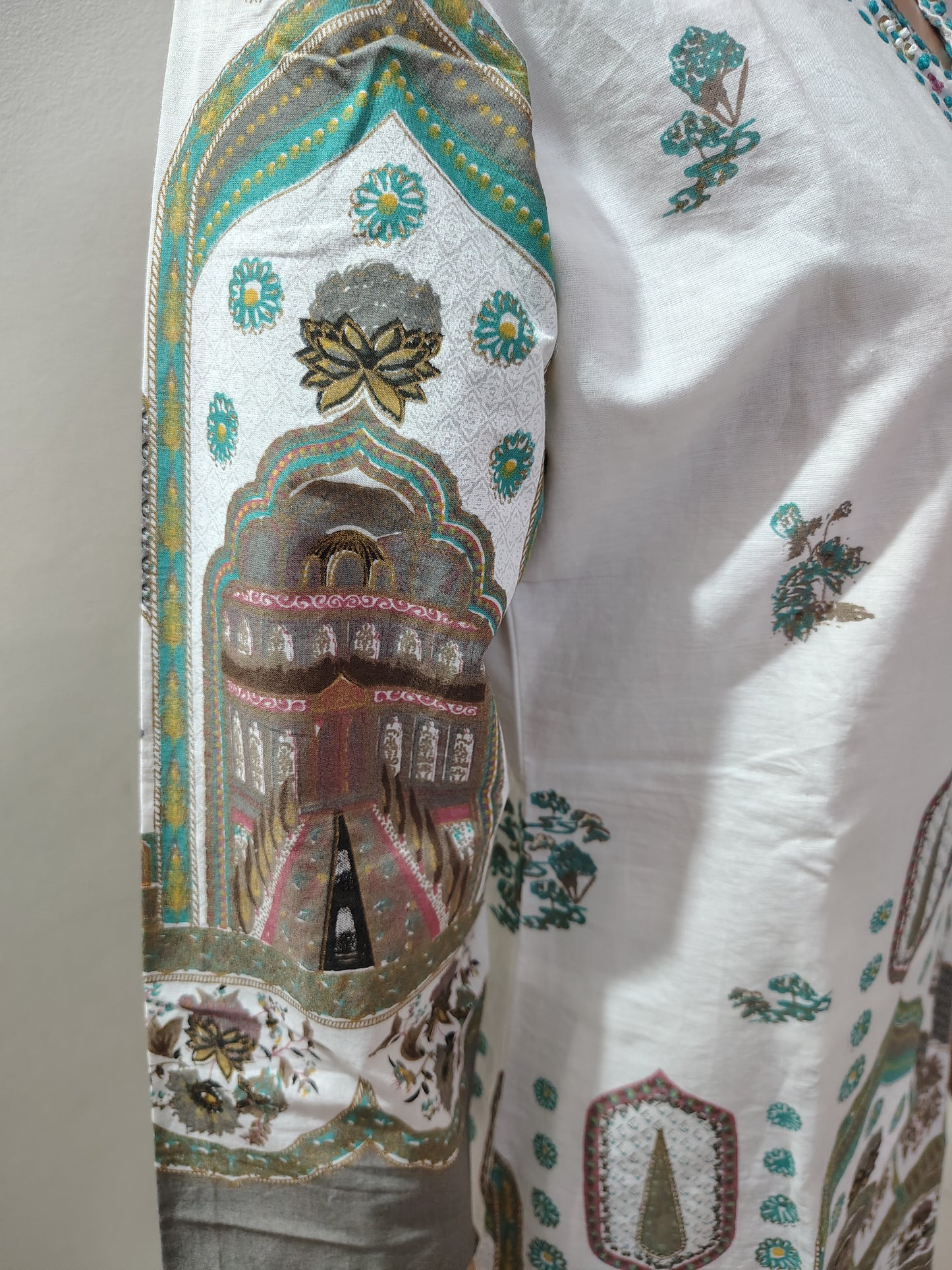 White Printed Co-Ord Kurta