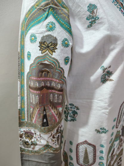 White Printed Co-Ord Kurta