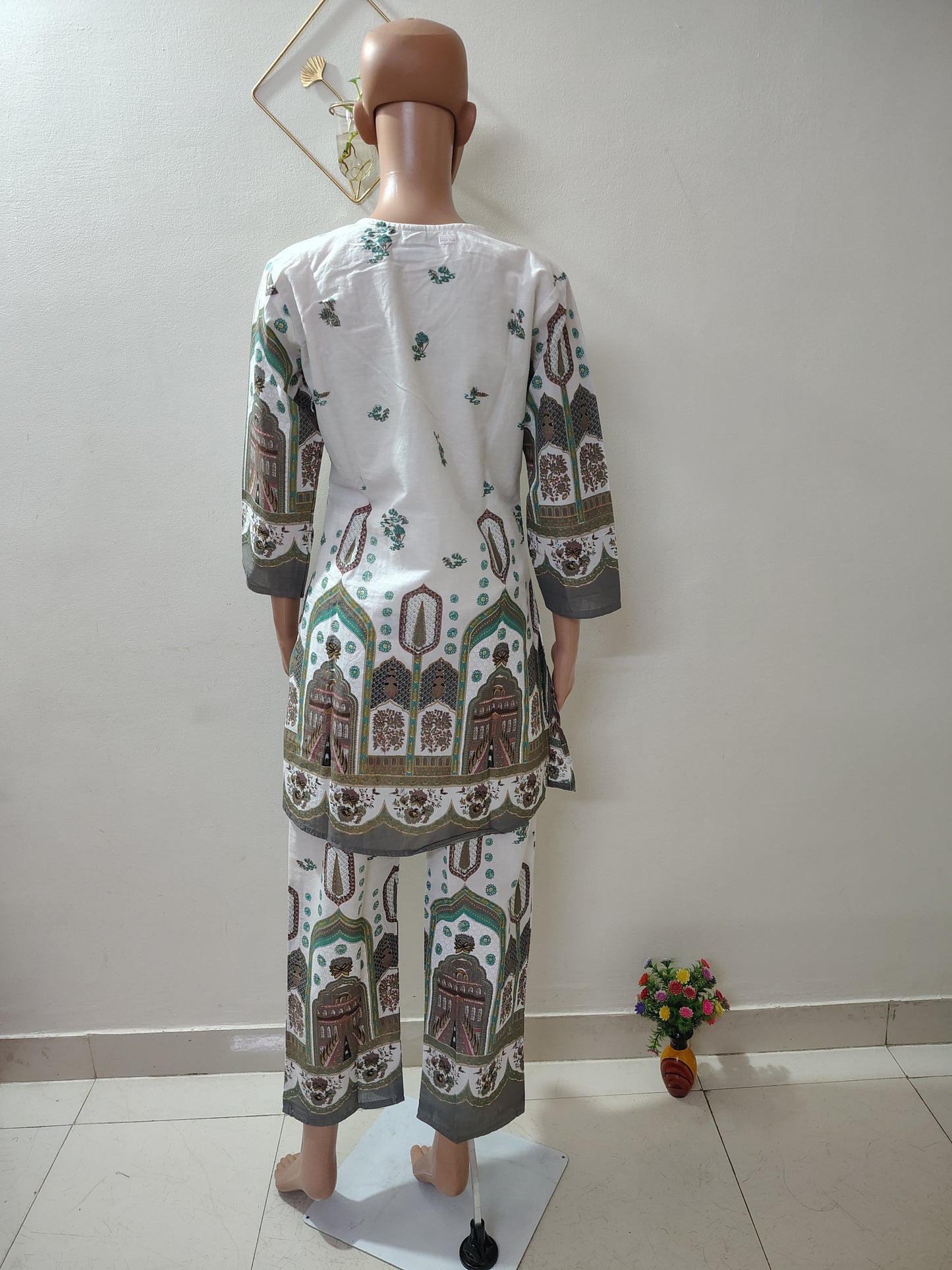 White Printed Co-Ord Kurta