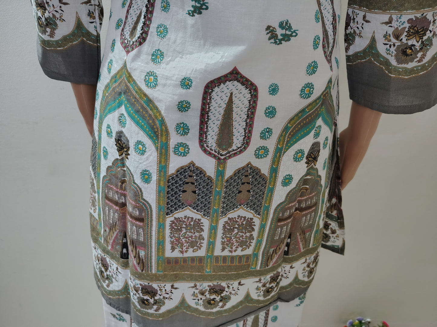 White Printed Co-Ord Kurta